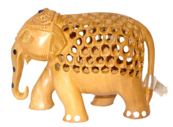 Wooden Elephant Jali Work Mid 3 Inch KBH01861