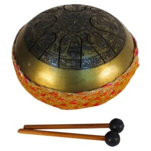 Brass Happy Drum with Carving 5.5 Inch KBH09619