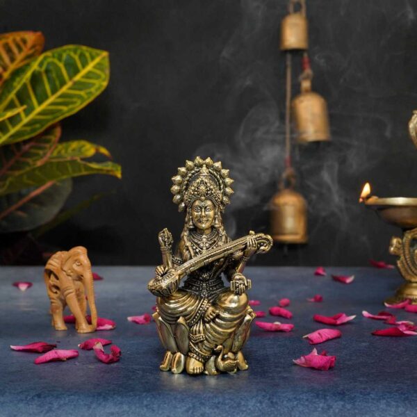 Brass Saraswati maa 4 Inch KBH10330