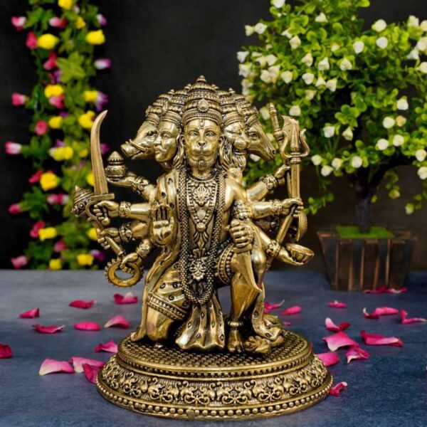 Brass Panchmukhi Hanuman 7 Inch KBH10360