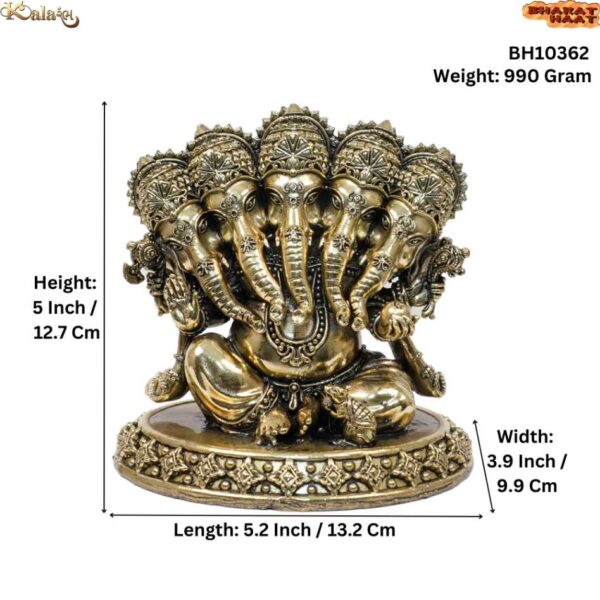 Brass Panchmukhi Ganesha 5 Inch KBH10362