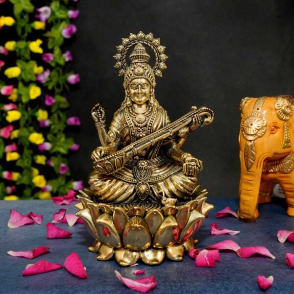 Brass Saraswati maa 6 Inch KBH10370