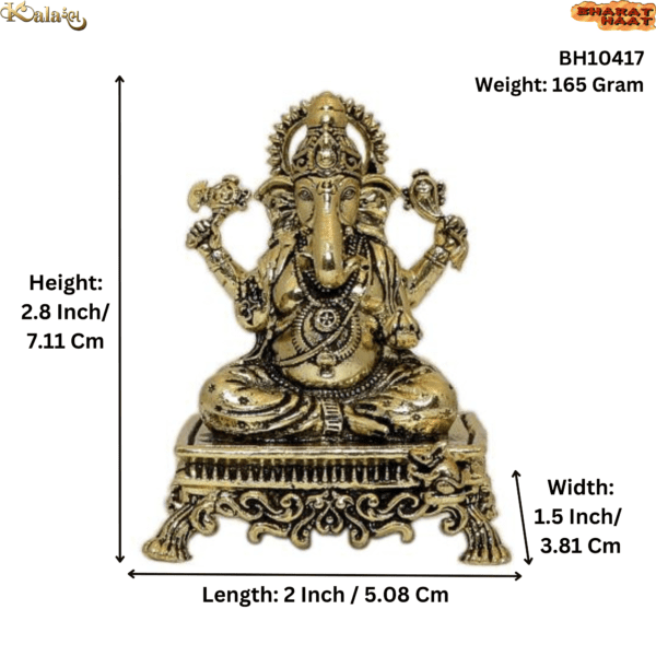 Brass Ganesha Super Fine Finishing Idol For Collectible Handicraft 2.8″ Inch