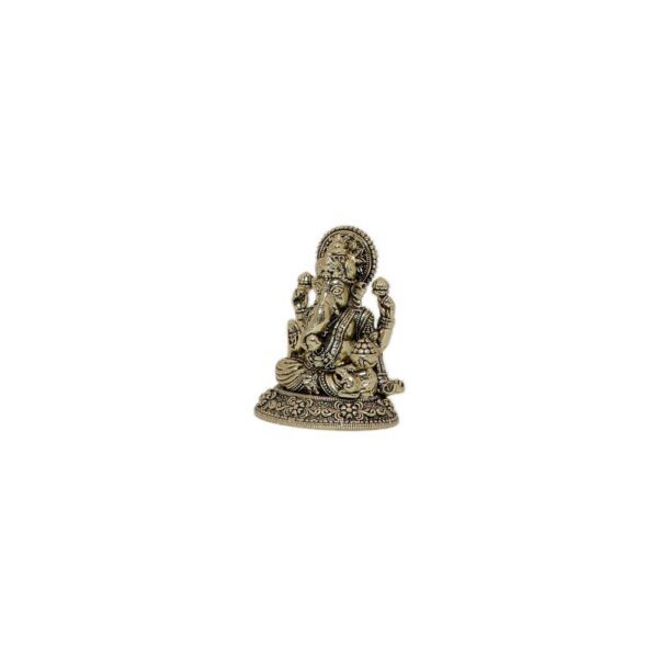 Brass Ganesha, Product Dimention is 1.3 x 1 x 1.8 Inch or 3.3 x 2.54 x 4.57 Cm, Weight is 40 Gram, 1 Pcs