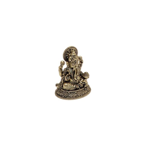 Brass Ganesha, Product Dimention is 1.3 x 1 x 1.8 Inch or 3.3 x 2.54 x 4.57 Cm, Weight is 40 Gram, 1 Pcs