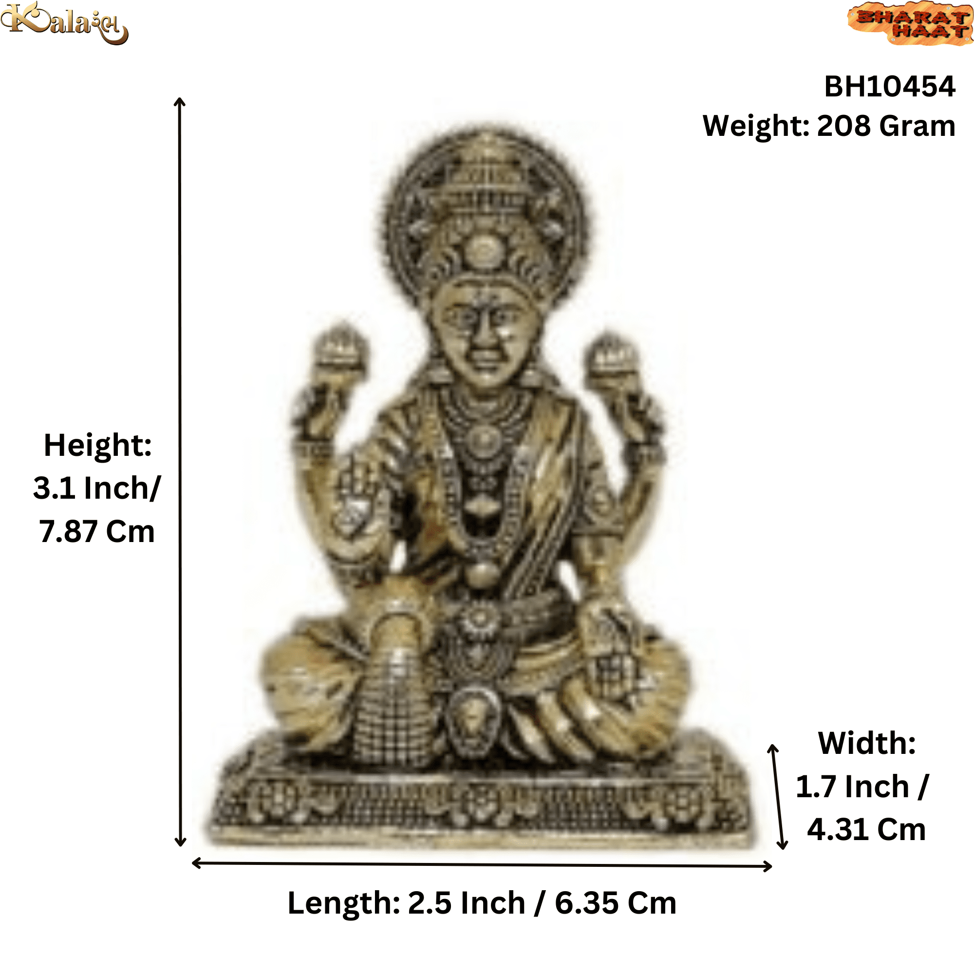 BH10454_S Brass Lakshmi Statue Collectible Handicraft 3.1″ Inch Height