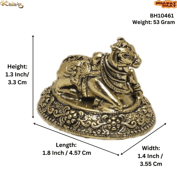 Brass Nandi Statue Collectible Handicraft Art 1.3″ Inch Height