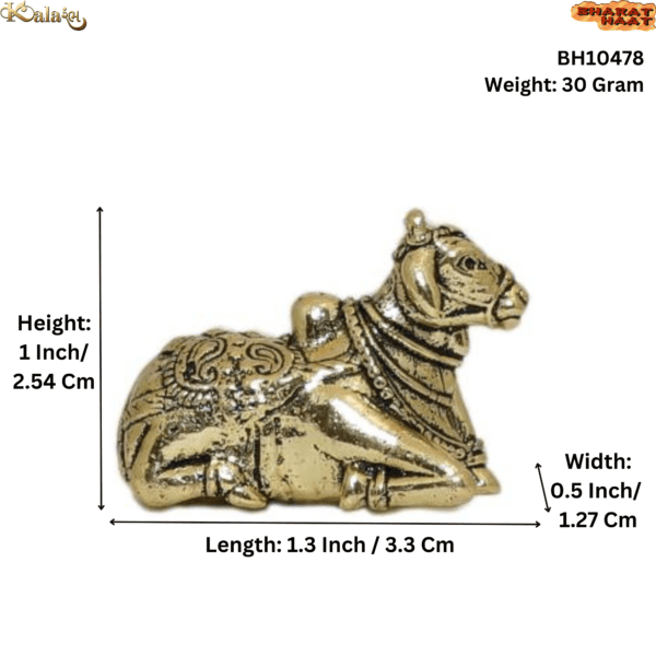 Brass Nandi Statue Collectible Handicraft Art 1″ Inch Height