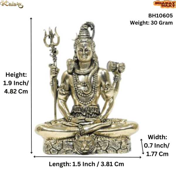 Brass Lord Shiva Statue For Collectible Handicraft 1.9 Inch Height