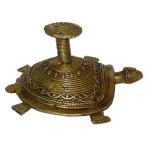 Brass Tortoise Candle Stand Bastar Art 3 Inch KBH01213