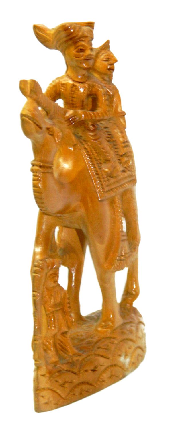 Wooden Couple on Camel 6.5 Inch KBH03278