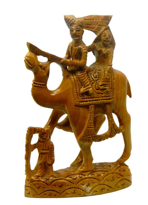 Wooden Couple on Camel 6.5 Inch KBH03278