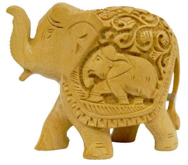 Wooden Elephant Up Trunk 4 Inch KBH03696