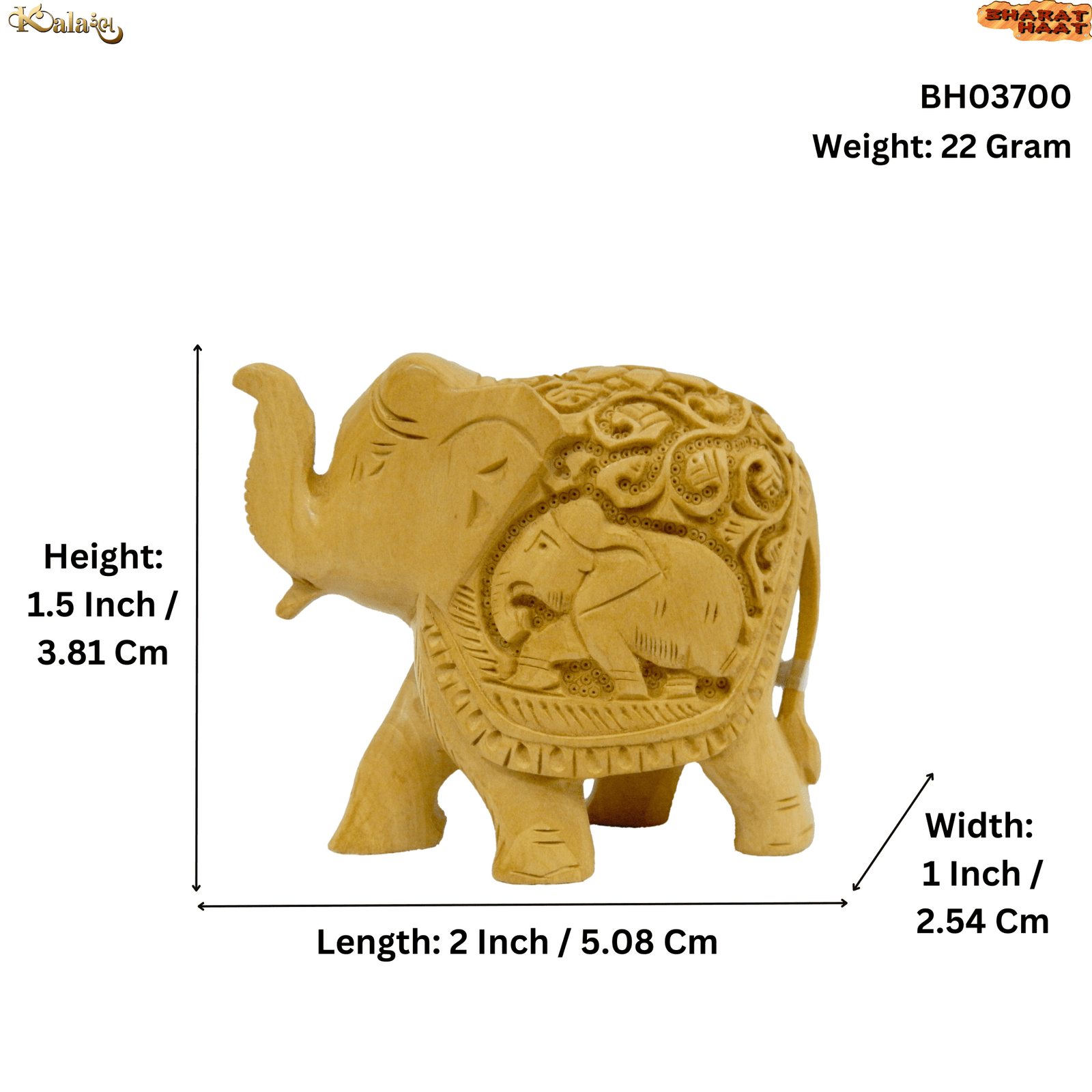 Wooden Elephant Up Trunk 1.5 Inch KBH03700 Wooden Elephant Up Trunk 1.5 Inch KBH03700