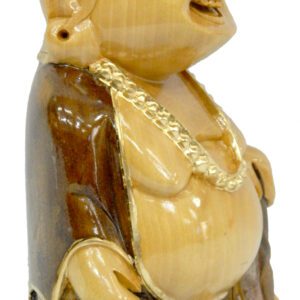 Wooden Laughing Buddha Sitting M (Two Shandes) 4 Inch KBH03710