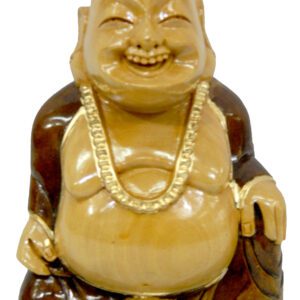 Wooden Laughing Buddha Sitting M (Two Shandes) 4 Inch KBH03710