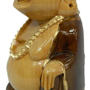 Wooden Laughing Buddha Sitting L (Two Shandes) 5 Inch KBH03711