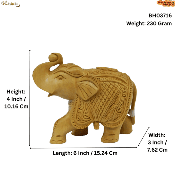 Wooden Elephant Up Trunk 4 Inch KBH03716