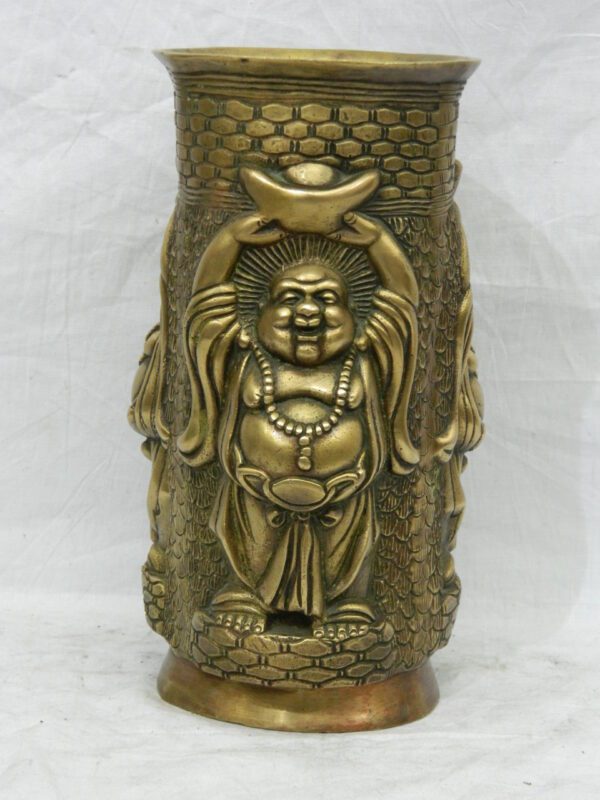 Brass Laughing Buddha Flower pot 10 Inch KBH03932