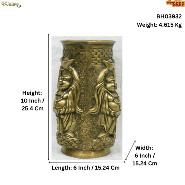 Brass Laughing Buddha Flower pot 10 Inch KBH03932