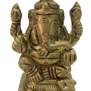 Brass Ganesh Small Collectible Statue 2 Inch KBH04595