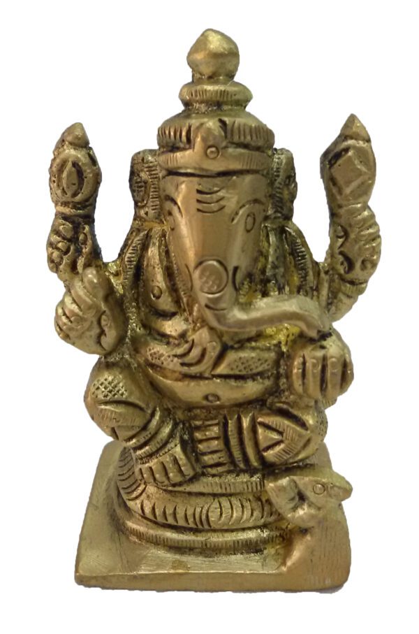 Brass Ganesh Small Collectible Statue 2 Inch KBH04595