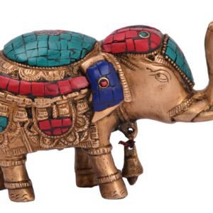 Brass Stone work Elephant medium 3.5 Inch BH05057