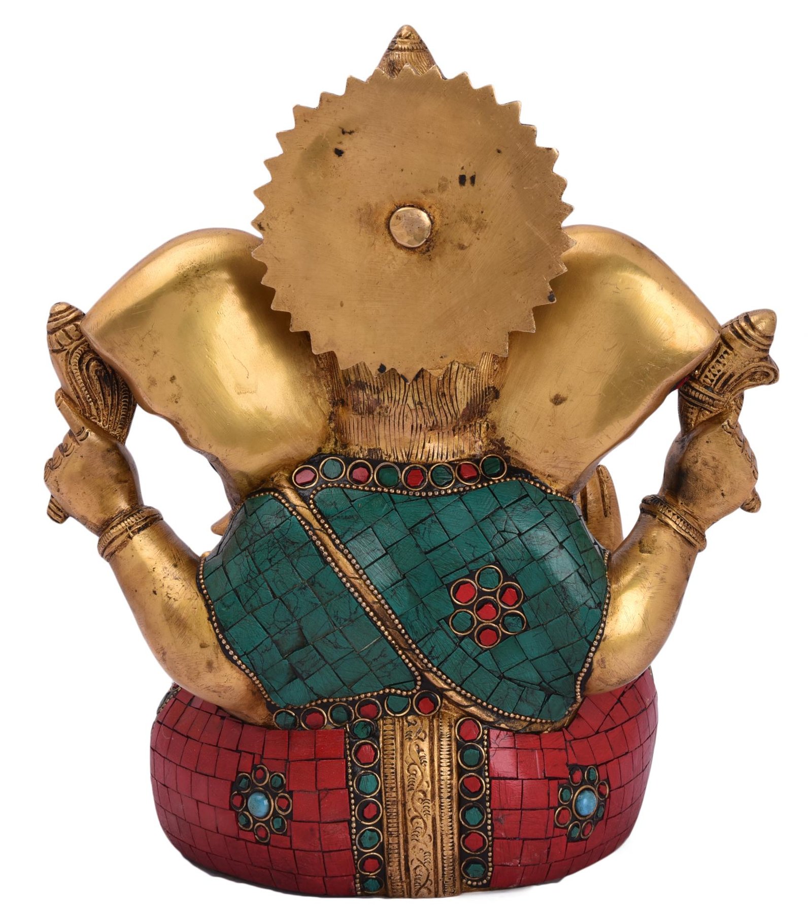 Brass Stone work Sitting GaneshBig ear medium 10.5 Inch BH05059 Brass Stone work Sitting GaneshBig ear medium 10.5 Inch BH05059