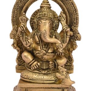 Brass Kaman Ganesh finee work 7.5 Inch BH05070