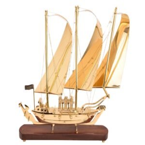 Brass & wooden Medium Boat 19.5 Inch BH05273