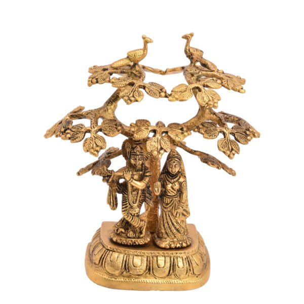 Brass Radha Krishna With Tree 9.3 Inch BH05381