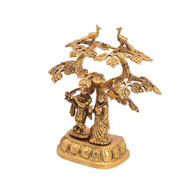 Brass Radha Krishna With Tree 9.3 Inch BH05381