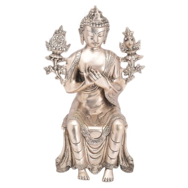 Brass Buddha,Silver finishing 14 Inch KBH05486