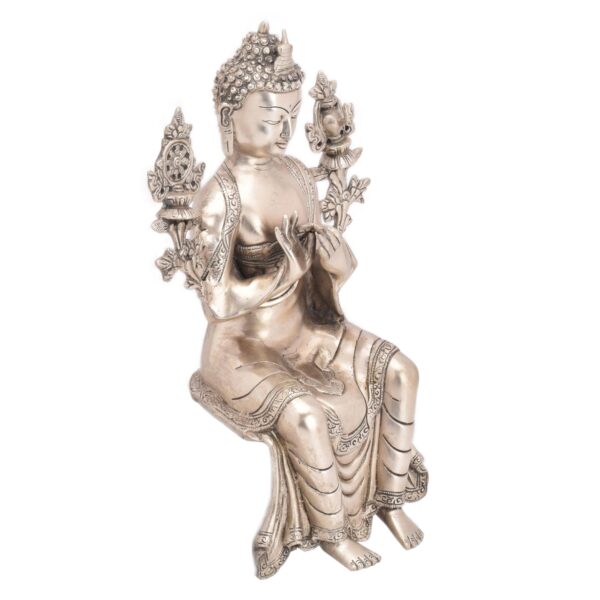 Brass Buddha,Silver finishing 14 Inch KBH05486