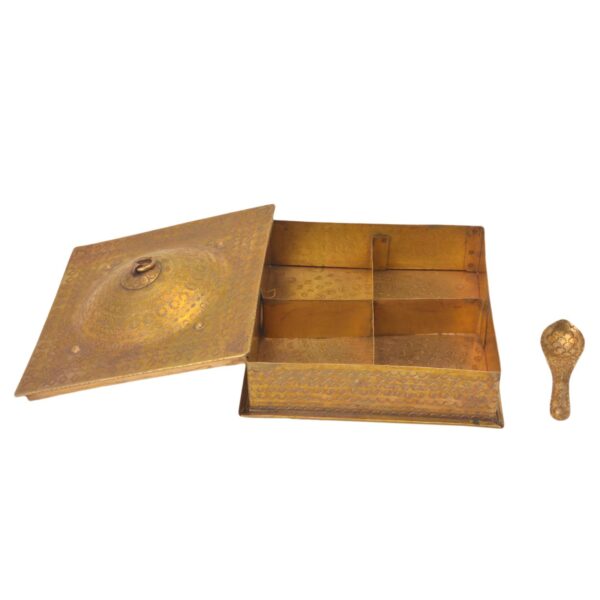 Brass square unique mukhawas box 3.4 Inch KBH05905