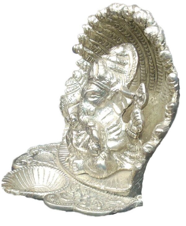 White Metal Sheep Ganesha 4.5 Inch BH00327