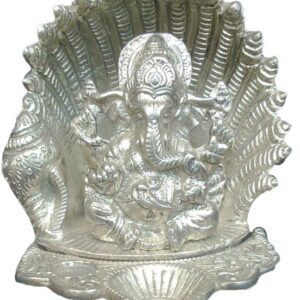 White Metal Sheep Ganesha 4.5 Inch BH00327