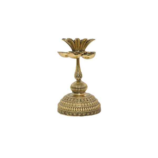 KALARAMBH Brass Flower Diya 6 Inch, 1 Pcs BH10487