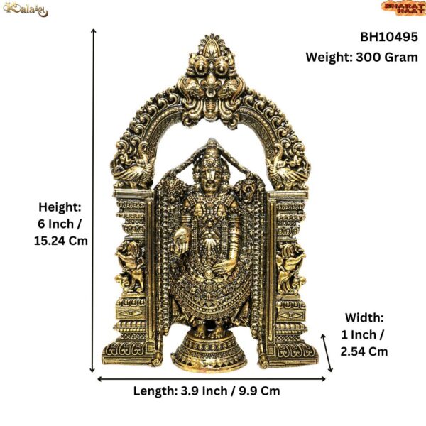 KALARAMBH Brass Tirupati Balaji (Venkateshvara) 6 Inch, 1 Pcs BH10495