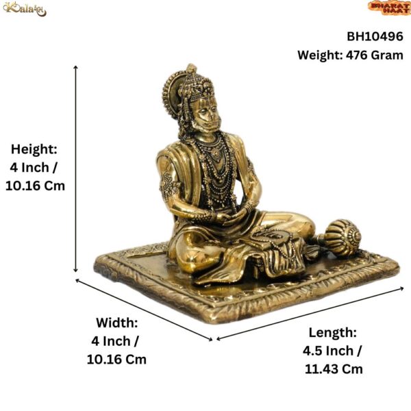 KALARAMBH Brass Hanuman 4 Inch, 1 Pcs BH10496