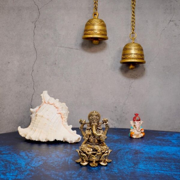 KALARAMBH Brass Ganesha 3.9 Inch, 1 Pcs BH10497