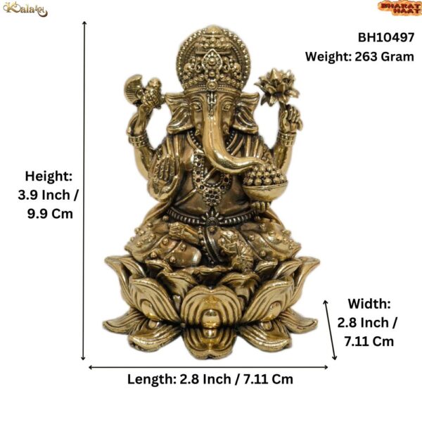 KALARAMBH Brass Ganesha 3.9 Inch, 1 Pcs BH10497