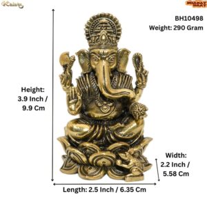 KALARAMBH Brass Ganesha 3.9 Inch, 1 Pcs BH10498