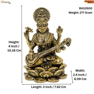 KALARAMBH Brass saraswati 4 Inch, 1 Pcs BH10500