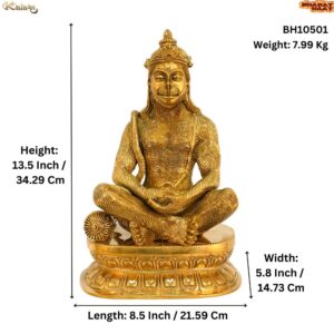 KALARAMBH Brass Hanuman 13.5 Inch, 1 Pcs BH10501