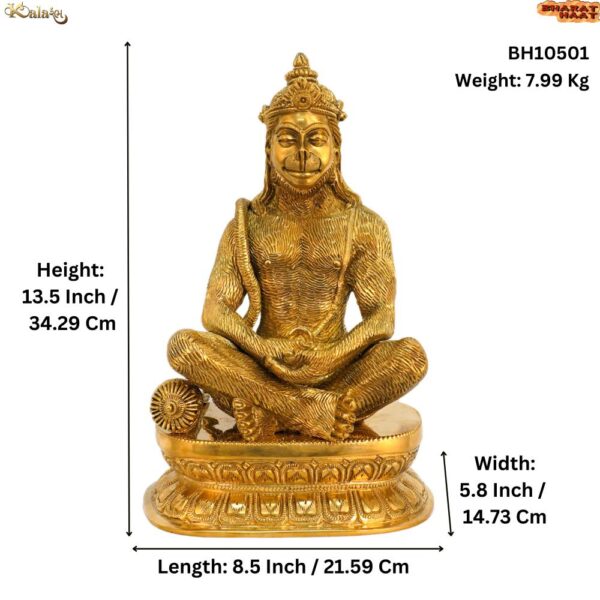 KALARAMBH Brass Hanuman 13.5 Inch, 1 Pcs BH10501