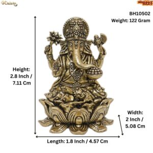 KALARAMBH Brass Ganesha 2.8 Inch, 1 Pcs BH10502