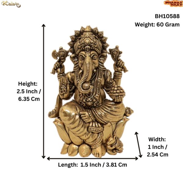 KALARAMBH Brass Ganesha 2.5 Inch, 1 Pcs BH10588