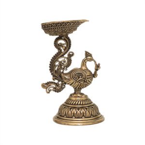 KALARAMBH Brass Peacock Diya 3.2 Inch, 1 Pcs BH10590