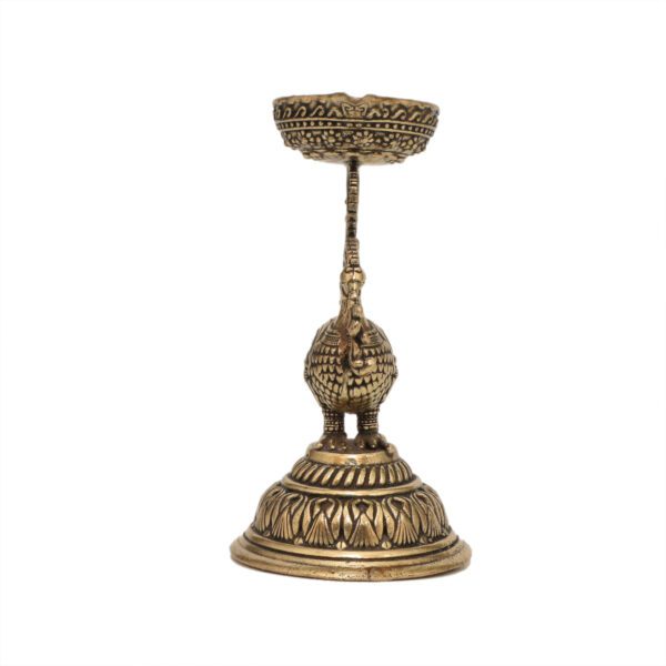 KALARAMBH Brass Peacock Diya 3.2 Inch, 1 Pcs BH10590